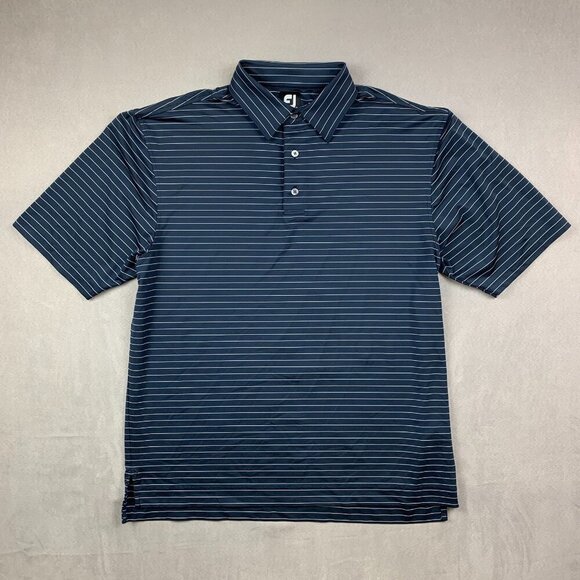 FootJoy Men's Navy Striped Polo Shirt - Picture 1 of 8